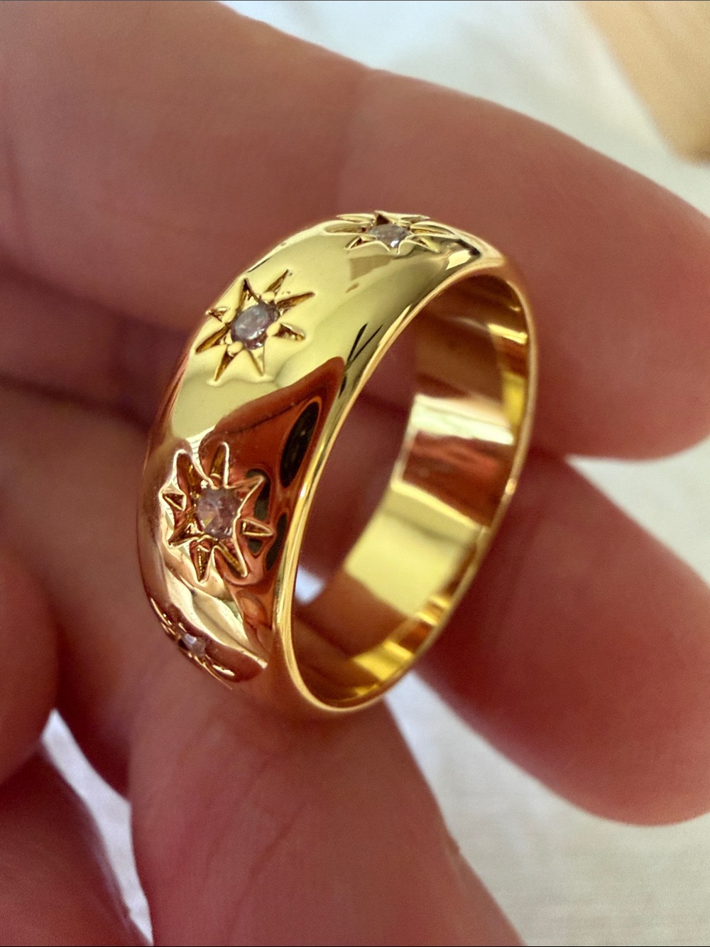 Gold Filled  Starburst Ring with Clear Stones - Women's Jewelry